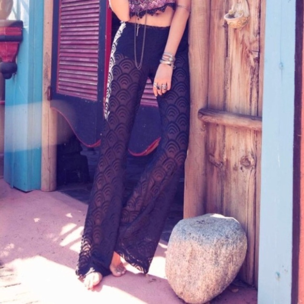 SALE✨For Love & Lemons sheer velvet pattern pants